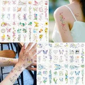 Easter Holiday Temporary Tattoo Stickers,Waterproof Floral Body Art for Women, Sexy Arm Decoration
