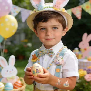 Easter Party Favor Temporary Tattoos, Cartoon Bunny Egg Stickers, DIY Decoration for Kids Easter Activities