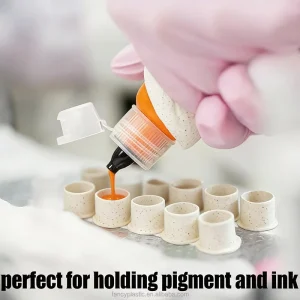 Eco Friendly Disposable Biodegradable Wheat Straw Tattoo Ink Cups with Custom Logo for Tattoo Permanent Makeup Eyebrow Use