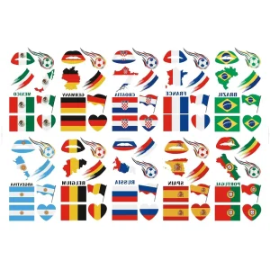Eco Friendly Fan Cheering Face Personalized Design Tattoos Stickers 30x45cm Temporary Stickers for Soccer Football Fans