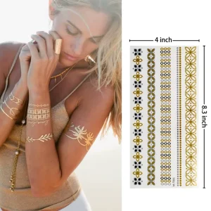 Eco Friendly Paper & PET Film Water Resistant Sexy Indian Style Tattoo Stickers for Women and Girls Perfect for Beach Festivals and Parties