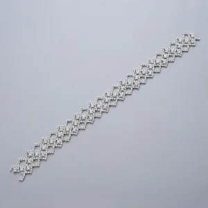 Eco Friendly Silver Clear Crystal Diamond Rhinestone Body Chain with Customized Designs for Garment