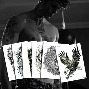 Eco-Friendly Skin Fake Temporary Tattoo Sticker for Men Chest or Half Arm