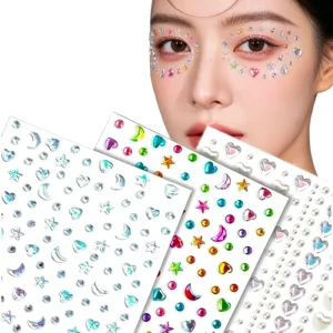 Eco Friendly Temporary Heart Shape Rhinestone Stickers for Face Eye Hair & Body Accessories Custom Face Gem Tattoos