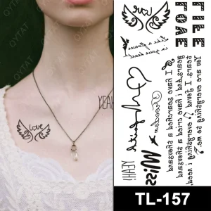 Eco-Friendly Water-Based Temporary Body Arm Hand Small Words Alphabet Letter Tattoo Sticker