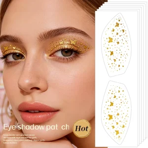 Eco Friendly Waterproof Non Toxic Shiny Silver Gold Eye Designs Easy Apply Party Body Face Temporary Tattoo Stickers