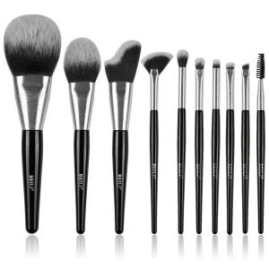 Eco-Friendly Wooden Handle 10-Piece Makeup Brush Set with Concealer & Face Brushes