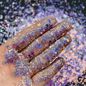 Eco friendly Biodegradable Color Shift Glitter with Striped Loose Sequins for Sustainable Cosmetics Nail Art Body Decor