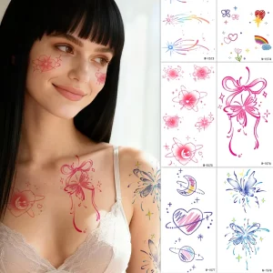 Eco-friendly High Quality Kids Custom Waterproof Arms Fingers Body Art Fireworks Butterfly Color Temporary Tatoo Stickers