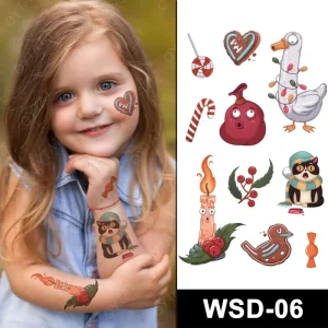 Eco friendly Holiday Kids Fake Temporary Christmas Tattoo Stickers