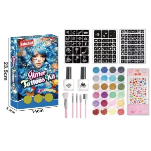 Eco friendly Non toxic Halloween Glitter Stickers Tattoos Temporary Tattoo Stencils and Glitter Make Kits Party Toys