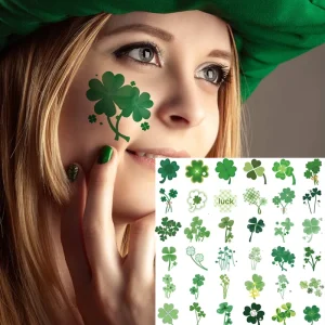 Eco friendly Paper Temporary Tattoos waterproof and Long lasting Stickers for Face Arms Hands Irish Party Favorites