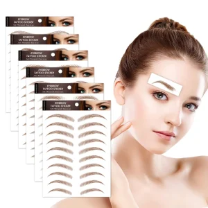 Eco friendly Womens Waterproof Dark Brown Long Lasting 4D Fake Temporary Eyebrow Tattoos Sticker Henna Tattoo Eyebrow