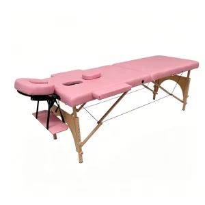 Eco friendly Wooden 2 Section Folding Massage Table Portable Spa Bed for Therapy Salon