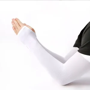 Elastic Breathable Compression Sports Elbow Sleeve 40cm Finger Ring Design Anti UV 90% Polyamide 10% Spandex