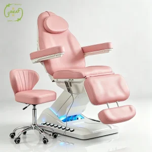 Electric Aesthetic Chair 3 4 Motor Brown Adjustable Spa Lash Table with Light Facial Beauty Bed SPA Facial Eyelashes Bed