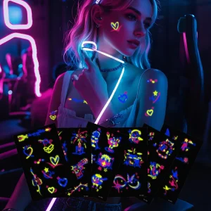 Electric Syllable Music Festival Fluorescent Tattoo Stickers Concert Party Luminous Note Waterproof Tattoo Stickers