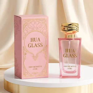 Elegant 100ml Thick Bottom Glass Perfume Bottle Empty Fragrance Spray Bottle with Black Gold Magnetic Aluminum Cap OEM ODM