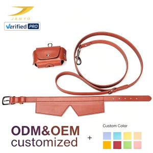 Elegant Shirt Collar PU Pet Collar Leash Combo Detachable Waste Bag Dispenser Gold Hardware Cute Pet Walking Set