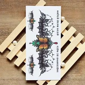 Elegant Waterproof Temporary Tattoo Sticker Butterfly Mandala Design 90x190mm Eco Friendly Ink Non Toxic Glue Body Henna Waist