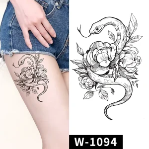 Elegant Women’s Floral Temporary Tattoos Waterproof Realistic Body Art Stickers Sexy and Fashionable Paper Design