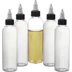 Empty Squeezable 2oz Hair Oil Dispenser Bottle 60ml Boston Plastic Round Hair Oil Bottle with Twist Cap