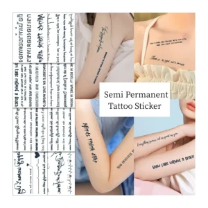 English Sentence Herbal Juice Semi Permanent Tattoo Temporary Waterproof Collarbone Flower Arm Alphabet Tattoo Sticker