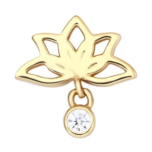 Eternal Metal 14K Solid Gold Lotus Ear Nose Jewelry Threadless Wedding Engagement Ring for Fashion Parties Gift Idea