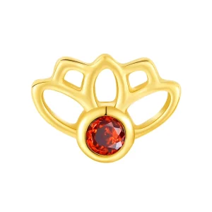 Eternal Metal 14K Solid Gold Lotus Ear & Nose Jewelry Threadless Wedding Fashion with Zircon for Engagement Parties
