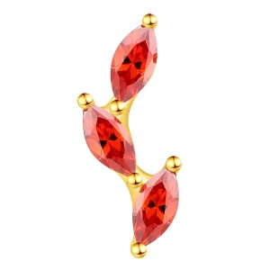 Eternal Metal 14K Solid Gold Marquise Leaf Ear Nose Jewelry Threadless Wedding Engagement Ring Fashion Parties Gift Idea Zircon