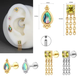 Eternal Metal ASTM F136 Titanium Dangling Chain Threadless Body Piercing Jewelry For Earrings Wedding Classic Style