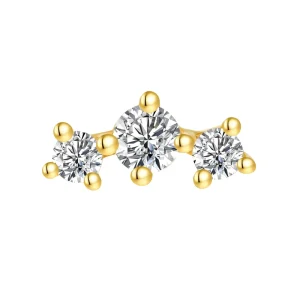 Eternal Metal Classic Style 14K Solid Gold Ear Piercing Cartilage Jewelry Zircon Stones Push In Fashion Piercing Jewelry