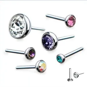 Eternal Metal Implant Grade ASTM F136 Titanium Threadless Gem Labret Lip Push In Ends Body Jewelry