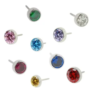 Eternal Metal Push In Top Bezel Set CZ ASTM F136 Titanium Threadless Piercing Jewellery