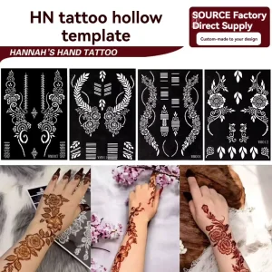 Ethnic Indian Henna Body Stickers Hollow Painting Templates Waterproof Decals for Spray Tattoo Creation