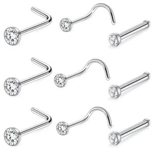 Ethnic Oval Cut Rhinestone Bezel Stone Gold Plated Stainless Steel Multicolor Nose Screw Ring Piercing Jewelry