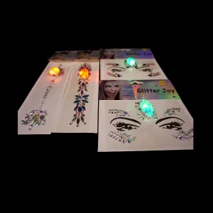 Euphoria Face Gems LED Light Glowing Face Jewels Mermaid Rhinestones Stick on Temporary Tattoos