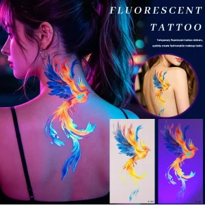 European American Fluorescent Tattoo Stickers Waterproof Four color Printing Instagram style Watercolor Tattoos