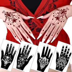 European American Hollow Tattoo Stickers Waterproof Indian Henna Tattoo Templates Hand painted DIY Hand Tattoo Stencil