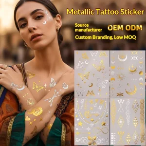 European American Metal Tattoo Sticker Waterproof Butterfly Bracelet Indian Hanna Flashing Gold Temporary Tattoo Patches