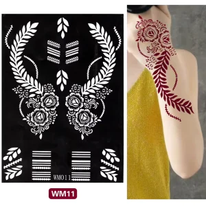 European American PET Adhesive Hannah Tattoo Stickers Geometric Shapes Hollow Tattoo Template Indian Henna Hand