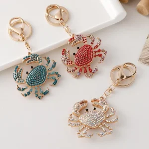 European Style Ocean Crab Keychain Diamond-Encrusted Metal Craft Couple Matching Pendant Bag Accessory
