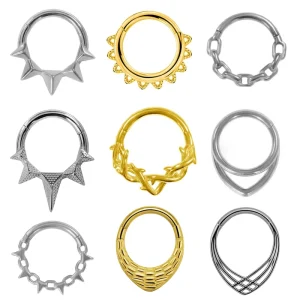 European and American Body Piercing Jewelry 316L Stainless Steel Hinged Nose Ring Helix Cartilage Rook Earrings