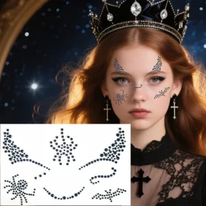 European and American Halloween Witch COS Dress up Face Decoration Cross Scar Bat Halloween Element Diamond Sticker Face Patch