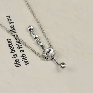 European and American Personalized Diamond studded Navel Nail Sexy Rhinestone Tassel Body Chain Geometric Waist Chain Jewelry