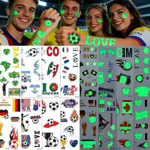 European and American Waterproof USA Canada Mexico National Flag Football Temporary Glowing Tattoo Decorative Stickers