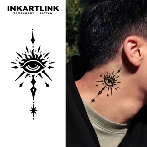 Evil Eye Tattoo Sticker Mystic Sun Star Totem Herbal 15 Days Semi-permanent Body Art Neck