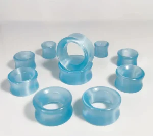 Evorte Natural Stone Blue Agate Ear Plug Tunnel Blue Ear Weights Gauges Expander Gems Ear Stretcher Stone Earring Piercing Jewel