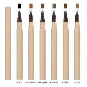 Eye Brow Tattoo Pen Custom Logo Waterproof Microblading Precision Hair Stroke Beige Color Slim 4 Points Liquid Eyebrow Pen