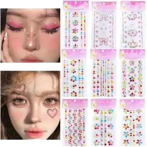 Eye Face Body Gems Jewels Rhinestone Temporary Tattoo Stickers Self Adhesive Gold Stamping Removable Decorative Accessories